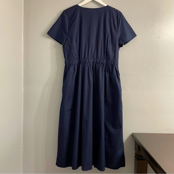 J.Crew Rosina Poplin Button Front Wrap Dress Navy, Size 12 midi lenght cotton - Picture 11 of 13